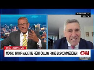 Heritage Foundation Economist Stephen Moore explains his labor statistics presentation with Trump