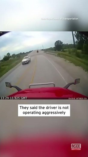 Truck Tips Over and Slides on Iowa Road #shorts