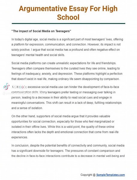 Argumentative Essay Example on Social Media Impact