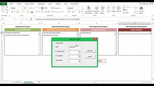 Prioritize Tasks & Be Productive (Task Matrix Excel Template)