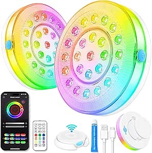 Pool Light, Rechargeable Smart Magnetic Underwater Floating Lights with Remote Control & APP, 4000mAh 300+ Dimmable IP68 Waterproof Light for Above/In Ground Swimming Pools, Ponds, Bathtubs, Party