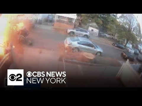Surveillance video shows car explode on NYC street