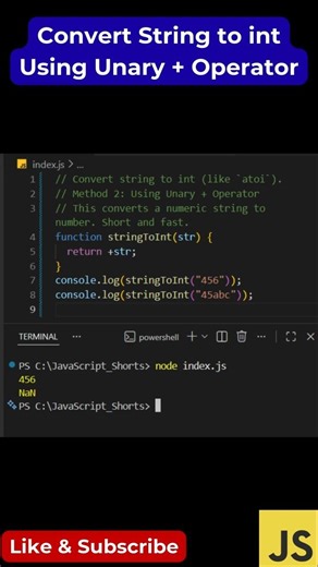 #96 Convert String to Int in JS | Unary + Operator Hack (Super Fast)