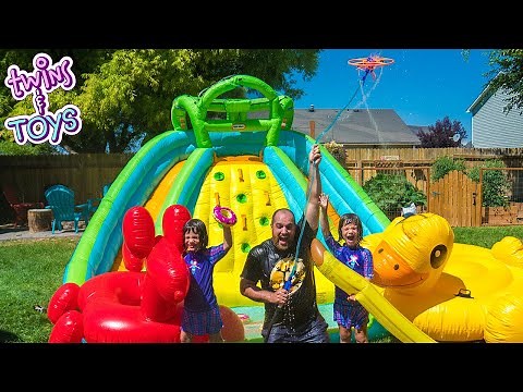 GIANT Inflatable WATER SLIDE - Family FUN Kids Pool Party!