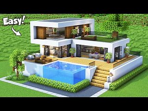Minecraft: How to Build a Modern House Tutorial (Easy) #81 - Interior in Description!