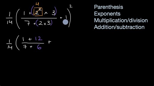 Order of operations example: fractions and exponents