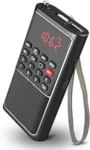 B01 Mini Portable FM Radio USB Player, TF/SD Card/USB Slot Support Mp3 Play Rec,Pocket Walkman Small Radio with Lock Key,Wristband,Rechargeable Battery Operated, Excellent Reception and Sound