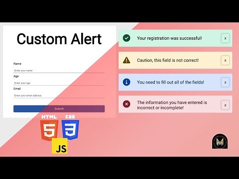 Build 4 Custom Alert Components using HTML CSS and JavaScript