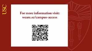 An update on accessing the University Park Campus. You can read more about process improvements and additional details here: https://weare.sc/campus-access https://we-are.usc.edu/2024/08/07/update-on-how-to-access-usc/ | University of Southern California