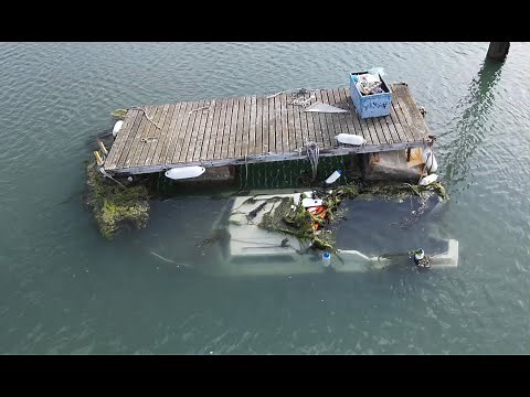 Salvage Mission: Freeing a Sunken Fishing Boat | Drone View