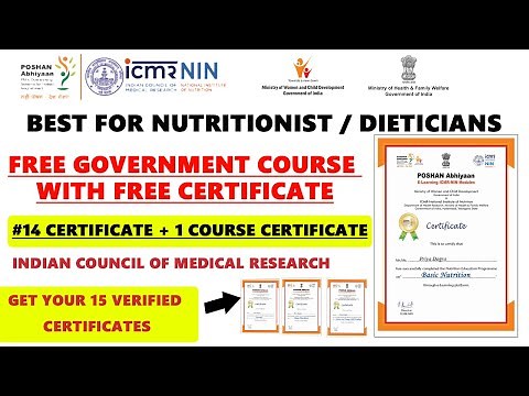 Govt Certificate for Nutritionist / Dietician | Indian Council of Medical Research Free Course