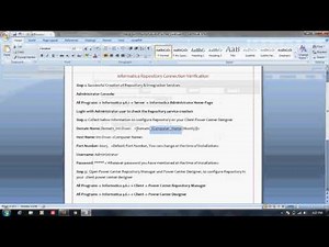 Informatica Administration Training Tutorial 4: Repository Connection Verification
