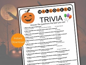 Halloween Trivia Game, Printable Halloween Trivia Quiz for Kids and Adults, Halloween Party Activity, Halloween Party Games - Etsy