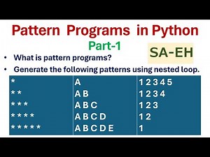 Pattern Programs in Python | Python Programs: Generate patterns | CBSE | Python Tutorial | Examples