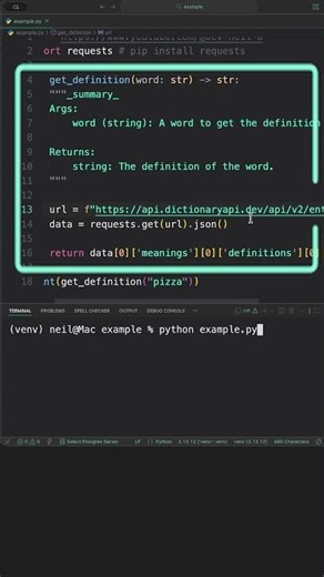 How to call a dictionary API using Python #shorts