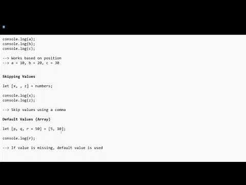 Destructuring (Array & Object) - Day 21