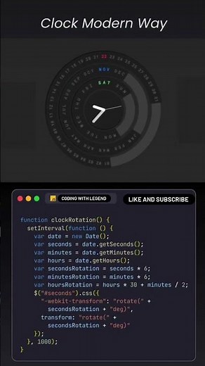 Clock modern way ⏰ using HTML CSS and JavaScript wepsite design tutorial #coding #html5