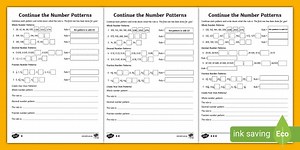 Continue the Number Patterns Differentiated Worksheets
