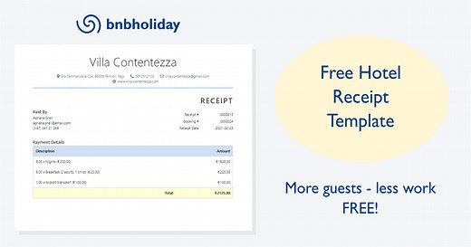 Hotel Receipt Template | Print, Save or PDF