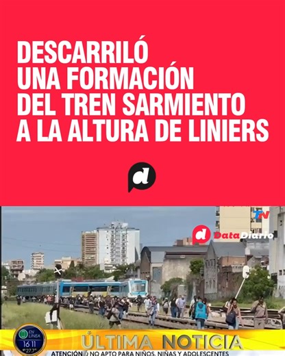 🚉 TREN SARMIENTO 🚨 Descarriló una formación del Tren Sarmiento a la altura de Liniers. 🚔Policía y SAME trabajan en el lugar, aparentemente no hay heridos de gravedad. ❌ Servicio interrumpido. | Data Diario