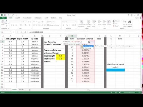 kNN Machine Learning Algorithm - Excel