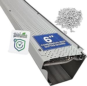 FlowGuard USA Made Professional DIY 6 Inch 50-Year Gutter Cover System - White - Aluminum Gutter Guards - 22 Feet - by FlexxPoint