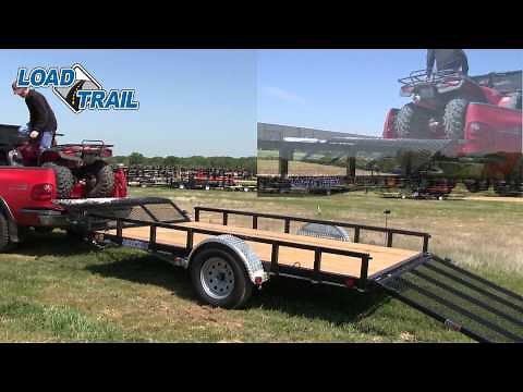 Loading ATV's on a Load Trail Single Axle Trailer with Front Ramp Gate\nand Rear Fold Gate
