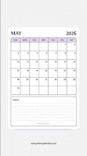 Printable May 2026 Calendar (US) | A4 & Letter Size | May 2026 Calendar Printable | Free PDF