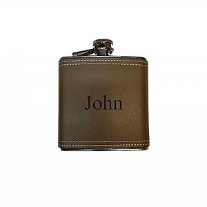 Personalized One Line Flask (6oz Leather Flask)