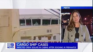 Crew on board a cargo ship docked in Fremantle are isolating in their cabin after eight people onboard tested positive for COVID-19. #9News | 9 News