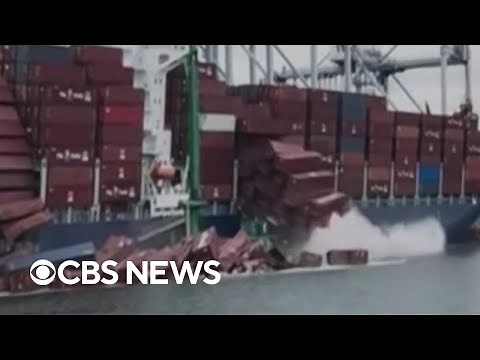 Video shows moment shipping containers started falling into Port of Long Beach