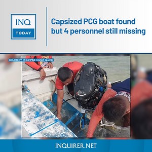 WATCH: The Philippine Coast Guard says it found the capsized boat used by the four missing personnel who were helping victims of Typhoon Egay in Cagayan. The four rescuers, however, are yet to be found. Read more: https://inq.news/PCGboatfound | INQUIRER.net