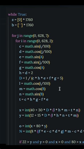 Python 3D Rotating Donut Animation Code #shorts #animation #coding #3d #codingfun