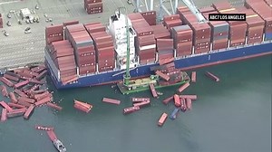 More than 60 containers fall off ship in Long Beach port