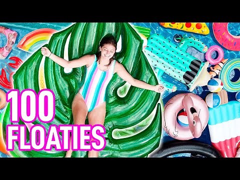 I put 100 FLOATIES in my SWIMMING POOL! (with challenges, tricks, and FUN)