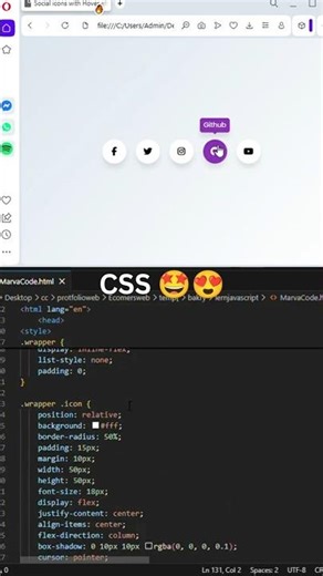 Social icons Effects ⚙️🔔With Ul using HTML & CSS #webdevelopment #coding #htmlcss #shorts