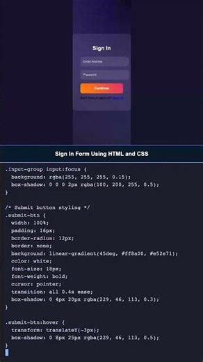 🔥 Build a Sign In Form from Scratch! HTML & CSS #shorts