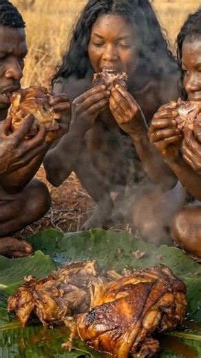 How Early Humans Cooked Meat 10,000 Years Ago 🔥 #ytshorts #ancientcooking
