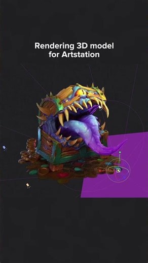 Stylized Mimic Chest – 3D Render for ArtStation