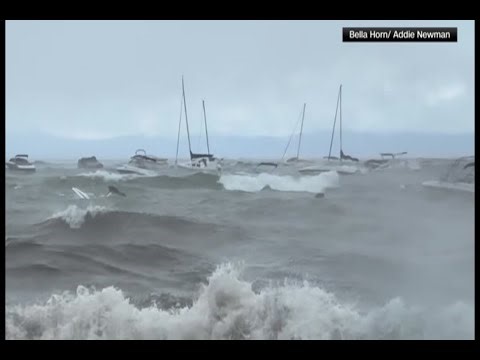 Watch a boat CAPSIZE during Lake Tahoe storm