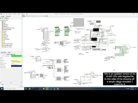 16-BIT CPU with Double RegisterFile and Interrupt. ( Village Simulator ) Logisim Evolution. Python.