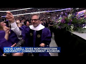 Steve Carell delivers Northwestern University commencement address, dances with graduates