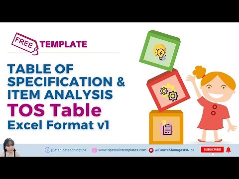 Table of Specification - TOS TABLE - Sample Template (Excel Format)
