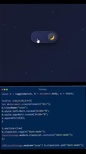 Dark Mode Toggle with JavaScript ✨ (Stars Animation UI)