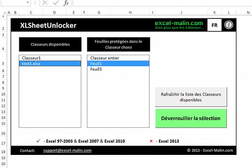 XLSheetUnlocker: déverrouillage de Feuilles de Classeurs Excel