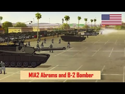 US M1A2 Abrams and B-2 Bomber VS Alien Ball (Anime)