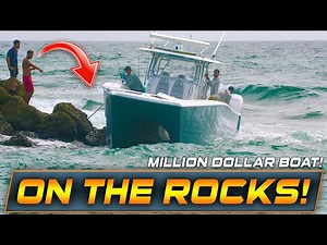 MILLION DOLLAR BOAT CRASHES INTO ROCKS AT BOCA INLET !! | HAULOVER INLET BOATS | WAVY BOATS