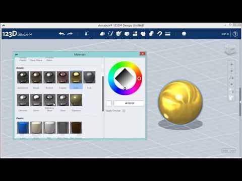 123D Design tutorial "Snap," "Measure," and "Material"