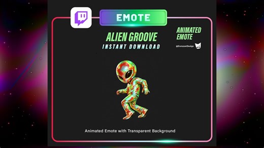 ANIMATED Neon Iridescent Dancing Alien Emote for Twitch, Stream Emotes, Music Rave - Etsy