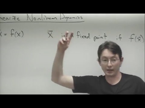 ME564 Lecture 9: Linearization of nonlinear ODEs, 2x2 systems, phase portraits